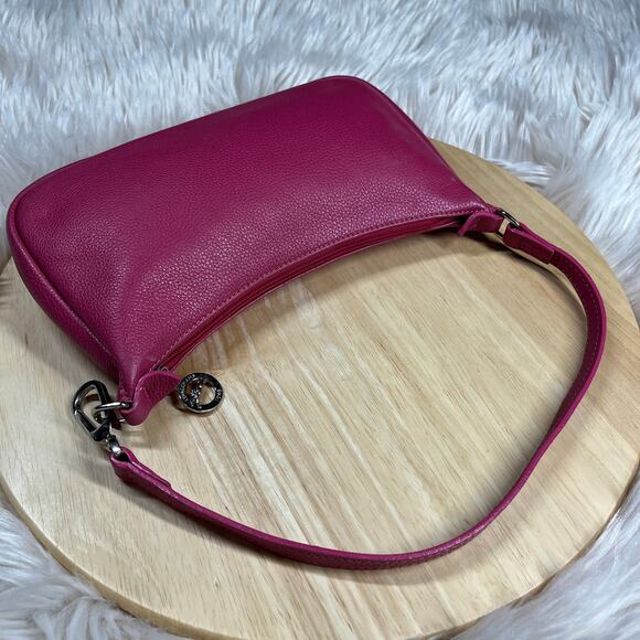 Longchamp Leather Shoulder Bag Iconic Style Women Purse Magenta Equestrian Small - Picture 4 of 16
